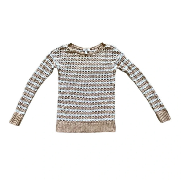 Ann Taylor Loft Pullover Tan White Sweater Women’s Small - Picture 1 of 8